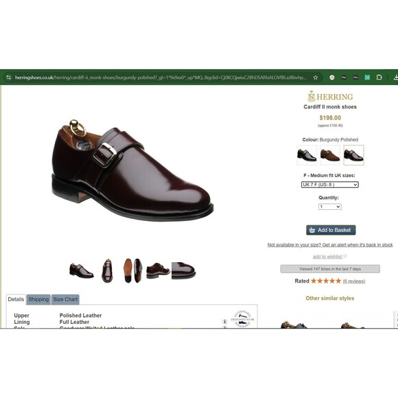 Herring Shoes UK Sz 7F US 8 Cardiff II Cherry Red Glossy Men\'s Strap Gold Buckle main image 7